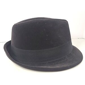 Stetson‎ Black Fedora Hat Mens Womens Velvet Chevron Sz Large 8"